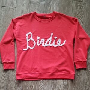Golf Crewneck Red Sweatshirt with 'Birdie' Text Size XL